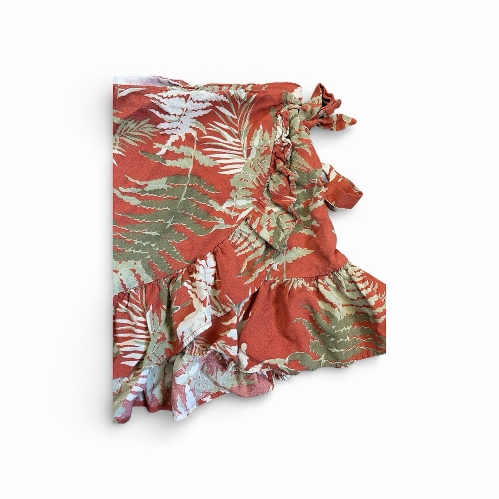 Zara Orange and Green Wrap Floral Skirt XS - Picture 2 of 6